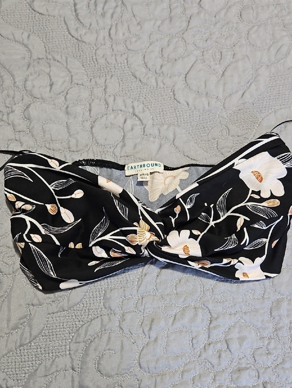 EARTHBOUND Black Floral Twist Bandeau Top